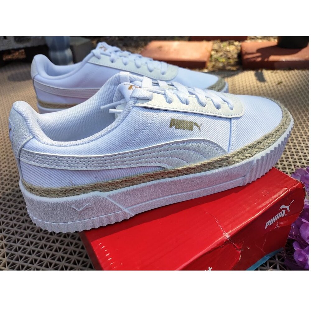 Puma Carina Espadrille Canvas Jute Platform Spring Summer Tennis Trainer 388389 - Picture 7 of 16